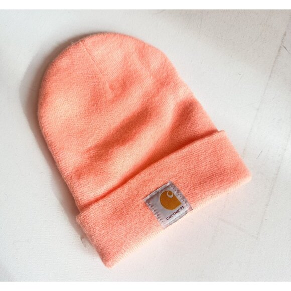 Carhartt Peach Orange Bright Patch Logo Beanie Hat OS - Picture 1 of 6
